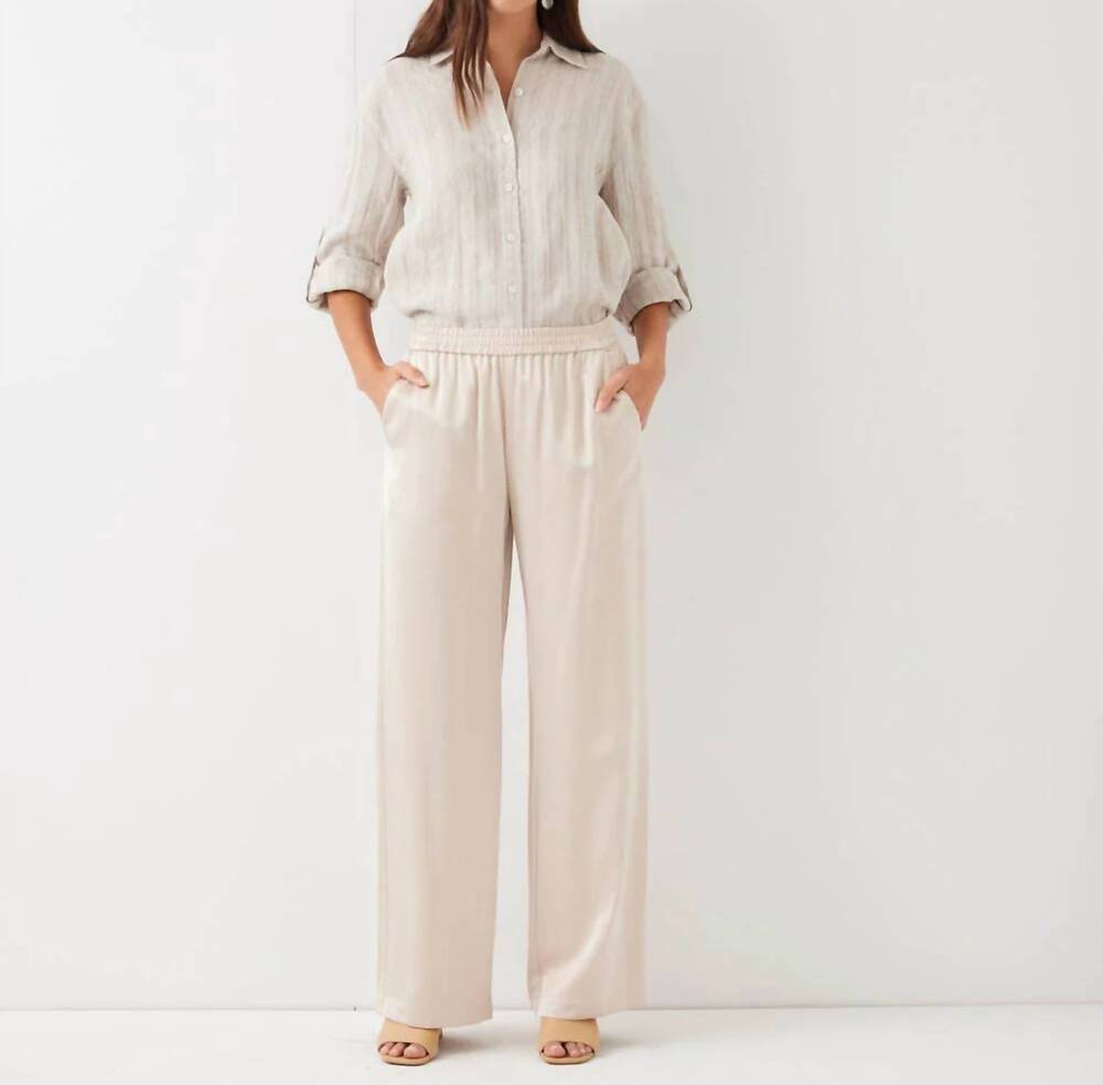 NEW KAREN KANE satin pull on pants in khaki
